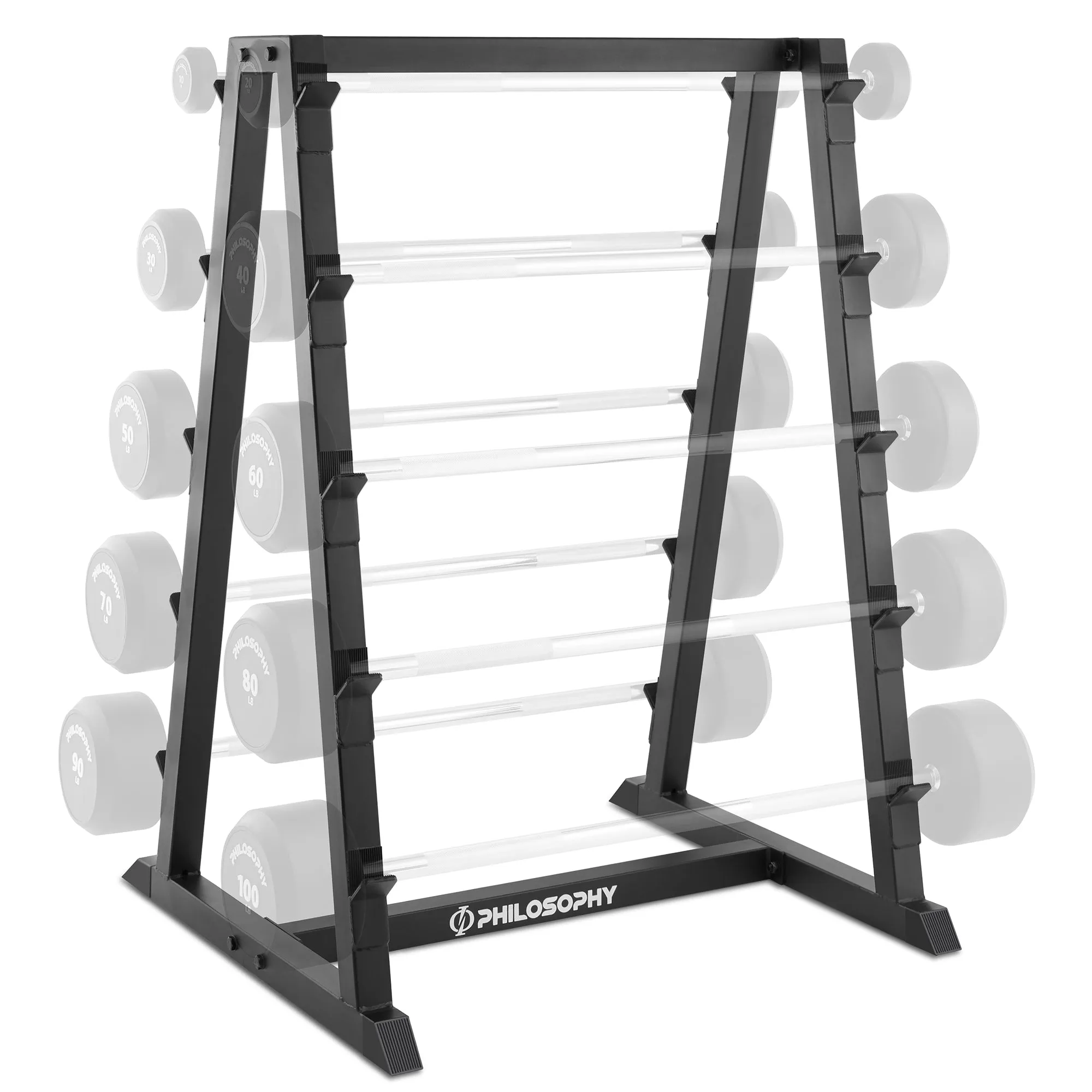 10-Bar Fixed Barbell Weight Rack - Heavy-Duty Storage