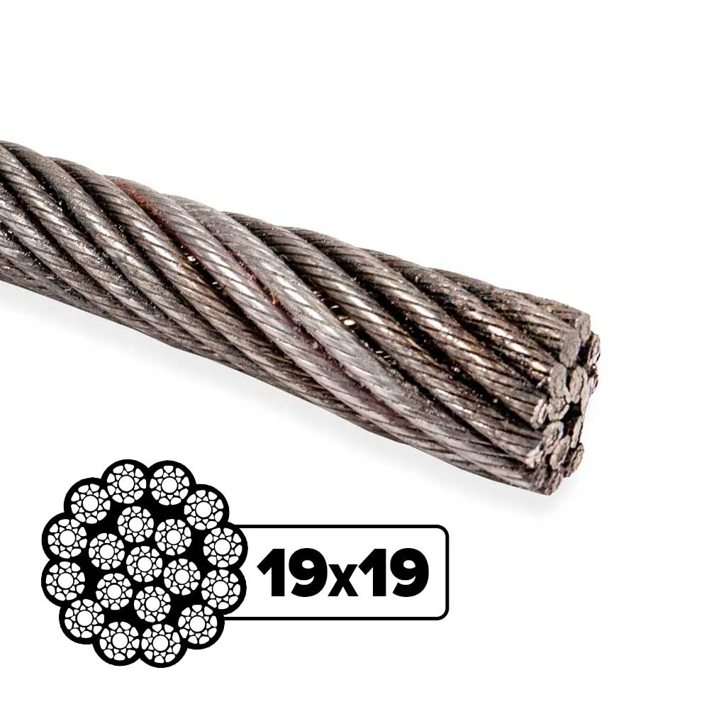 1" 19x19 Compacted Rotation-Resistant Wire Rope - EIPS IWRC | Linear Foot