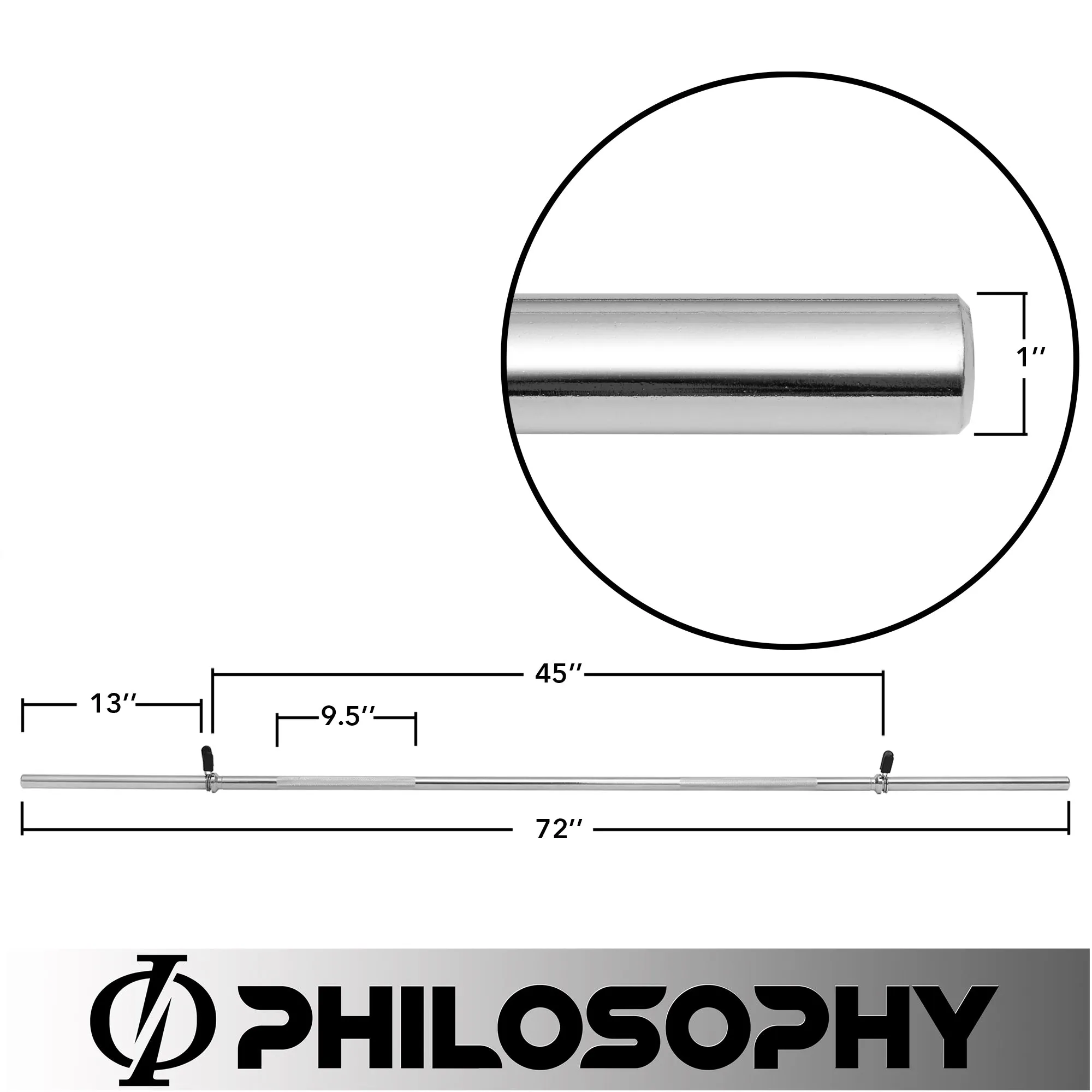 1" Standard Weightlifting Barbell - Straight Bar with Spring Collars