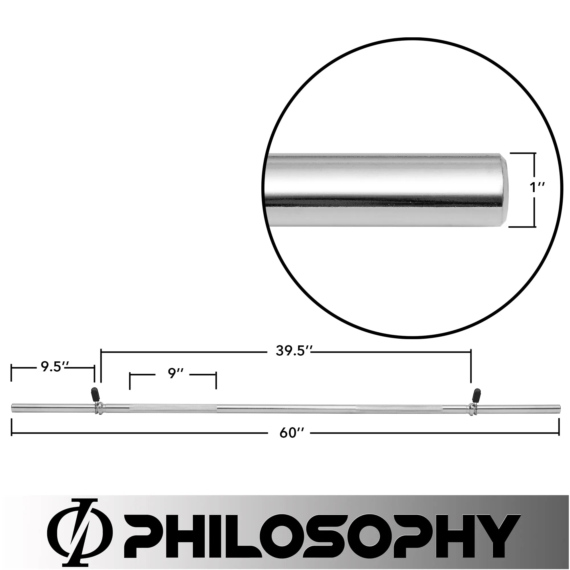 1" Standard Weightlifting Barbell - Straight Bar with Spring Collars