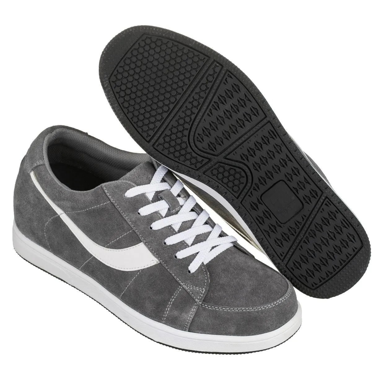 2.8-Inch TOTO Gray & White Suede Leather Sneakers - A1911