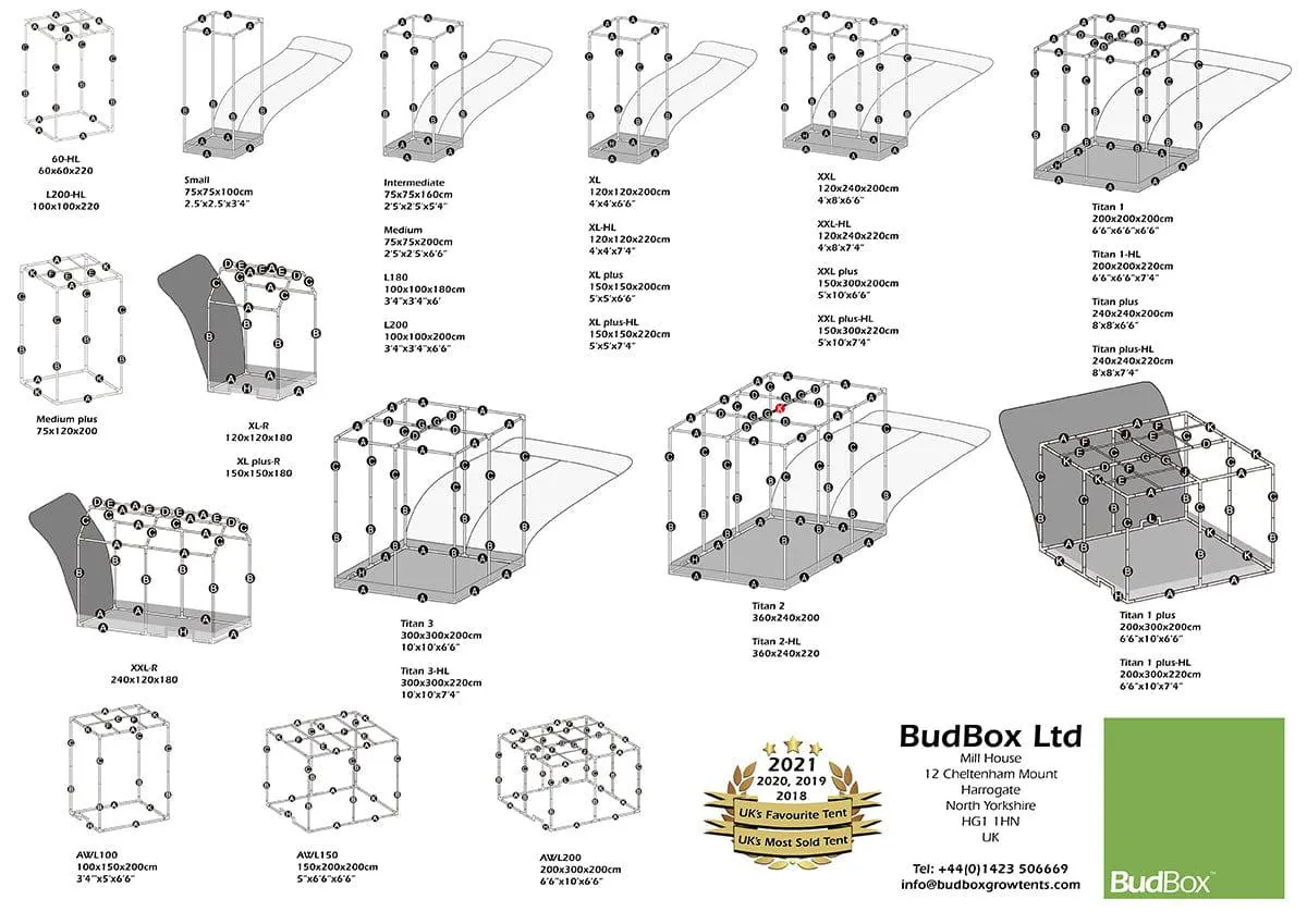 Bud Box Pro ROOF Tent Silver - 240 x 120 x 180cm