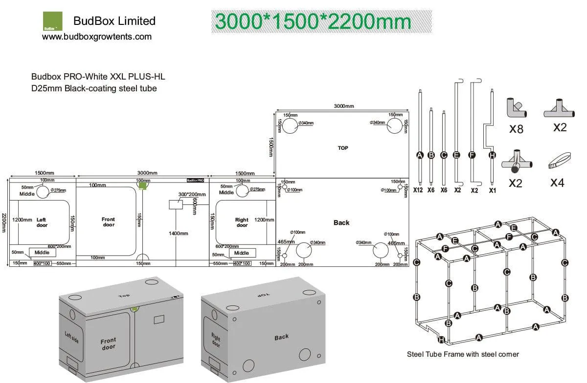 Bud Box Pro Tent Silver  HL - 300 x 150 x 220cm