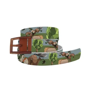 C4 Horse on the L O O S E  Belt- Blanket- Teal w/ Brown Buckle