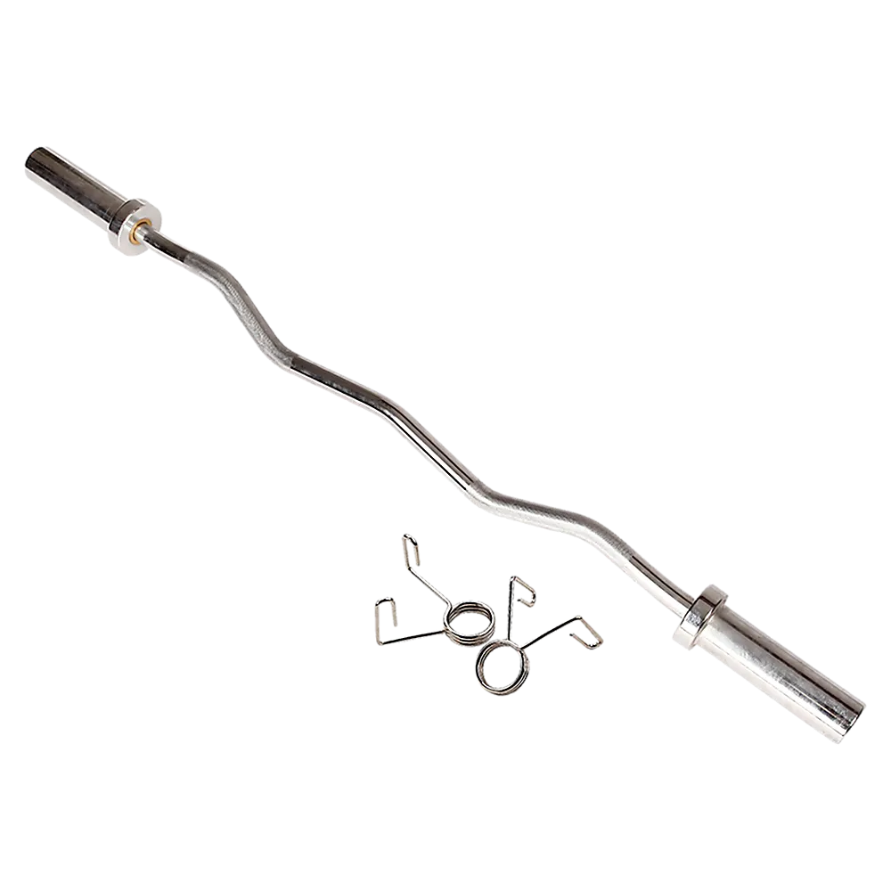 Chrome Olympic Curl Bar Barbell Heavy Duty EZ with Spring Collars