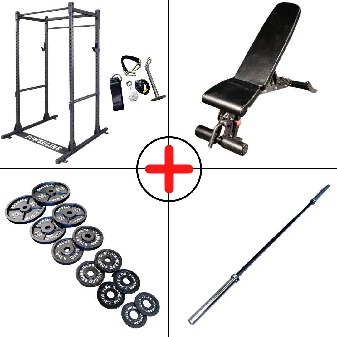 Complete Olympic Plate Home Gym Package   Pulley