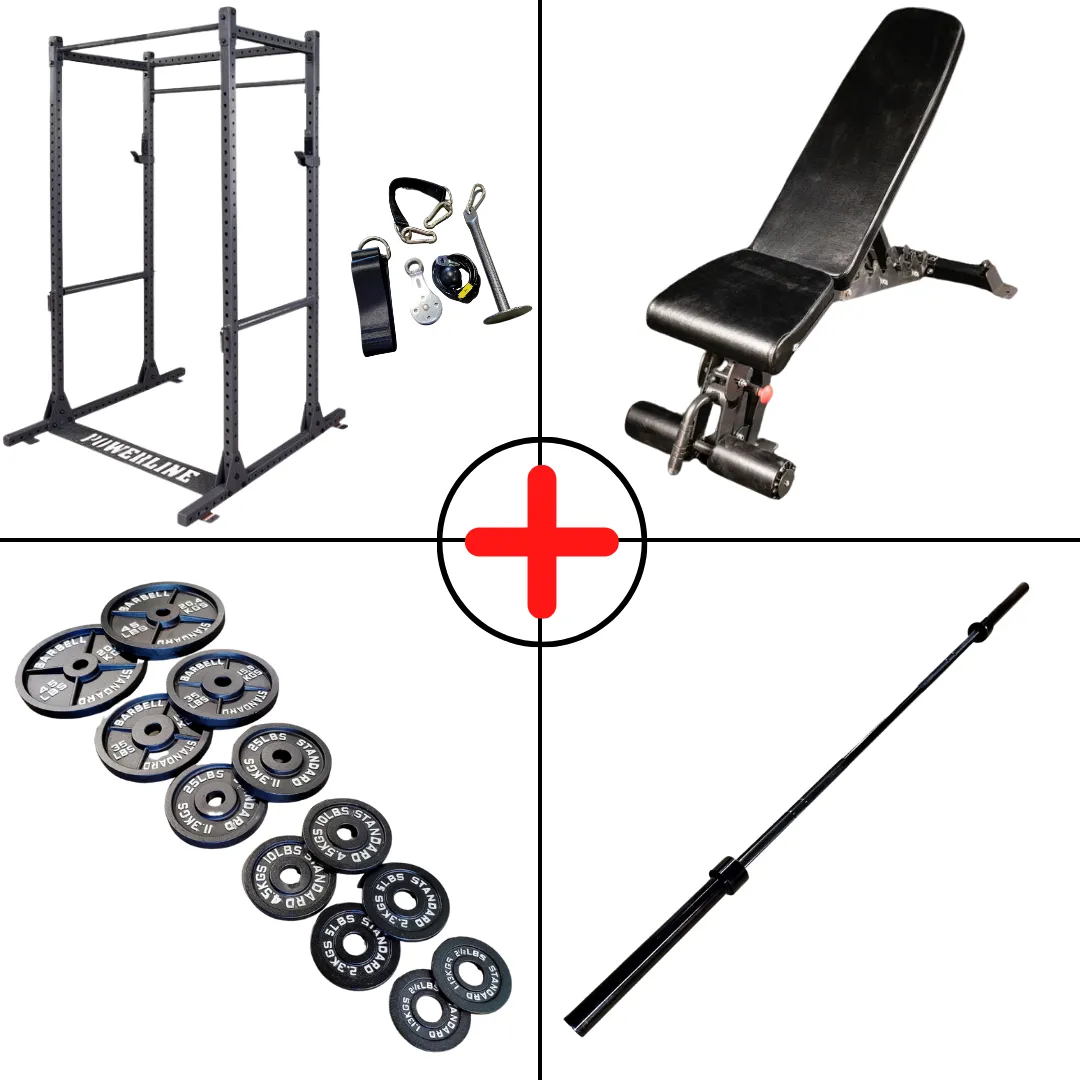 Complete Olympic Plate Home Gym Package   Pulley