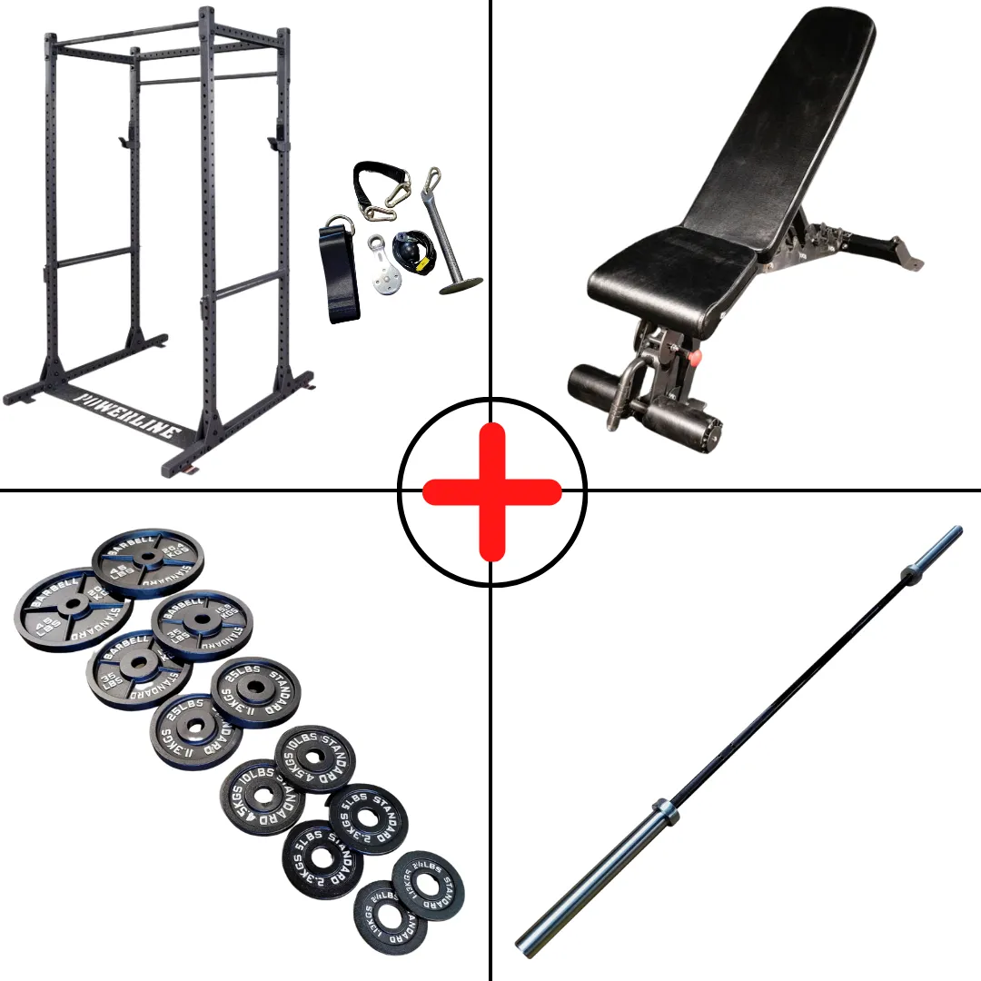 Complete Olympic Plate Home Gym Package   Pulley