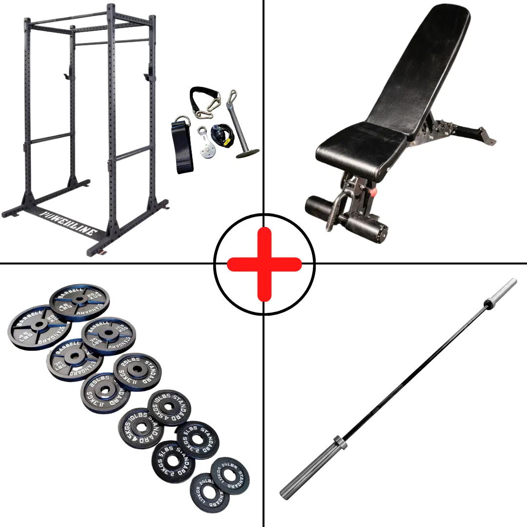 Complete Olympic Plate Home Gym Package   Pulley