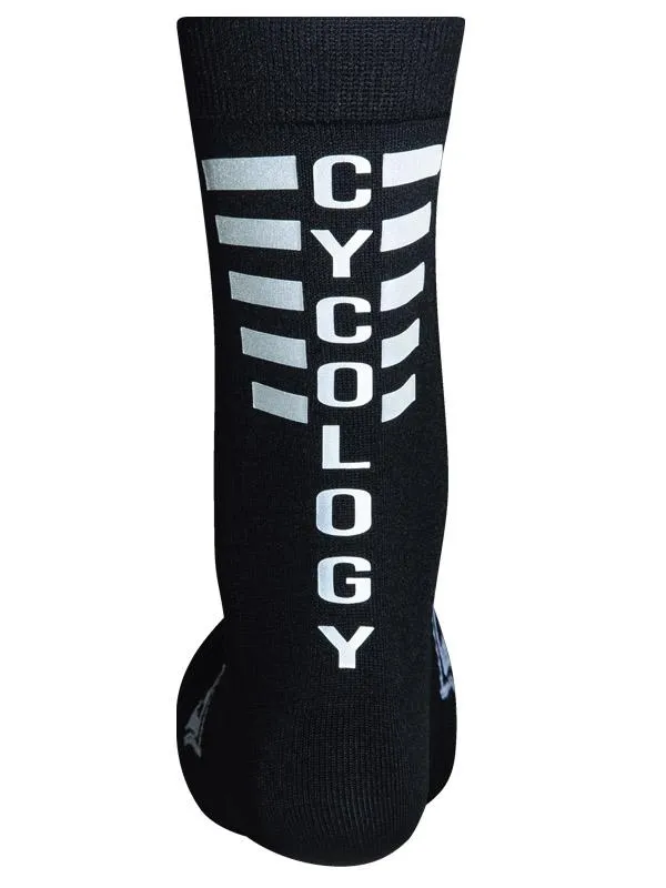 Cycology Reflective Logo Cycling Socks Black