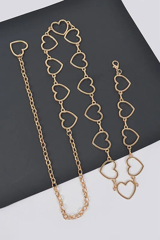 Gold Metal Heart Chain Belt