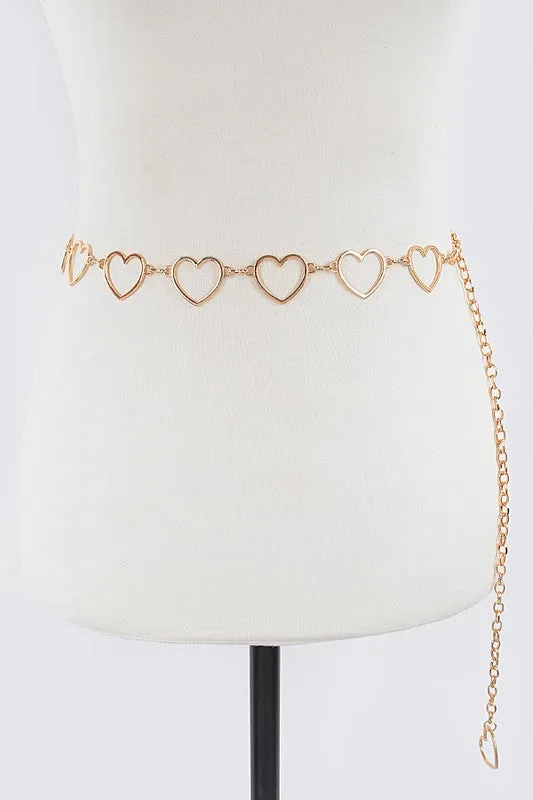 Gold Metal Heart Chain Belt