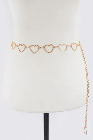 Gold Metal Heart Chain Belt