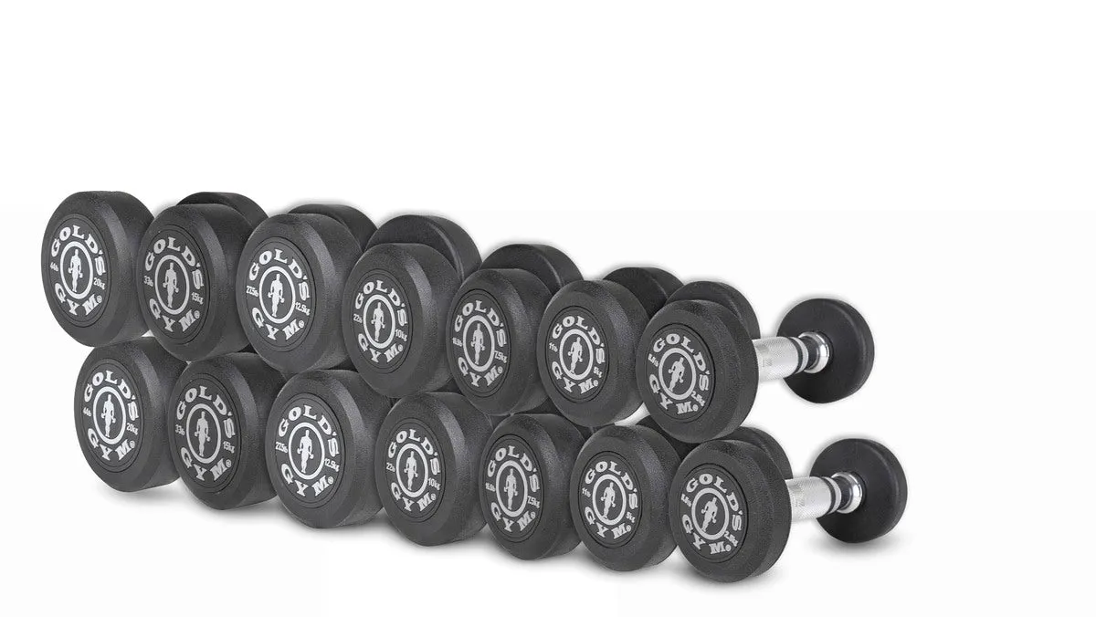 Gold's Gym Premium Rubber Dumbbell Set, 2.5kg to 20kgs (7 pairs) Plus Deluxe 2-Tier Rack