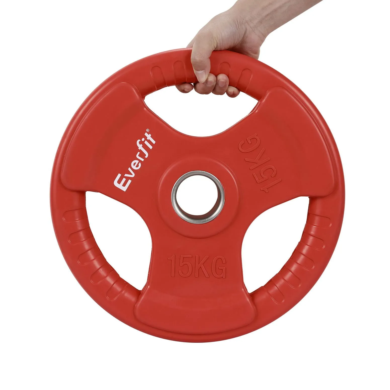 Heavy-Duty Rubber 15kg Cast Iron Weight Plate 3-Grip Everfit