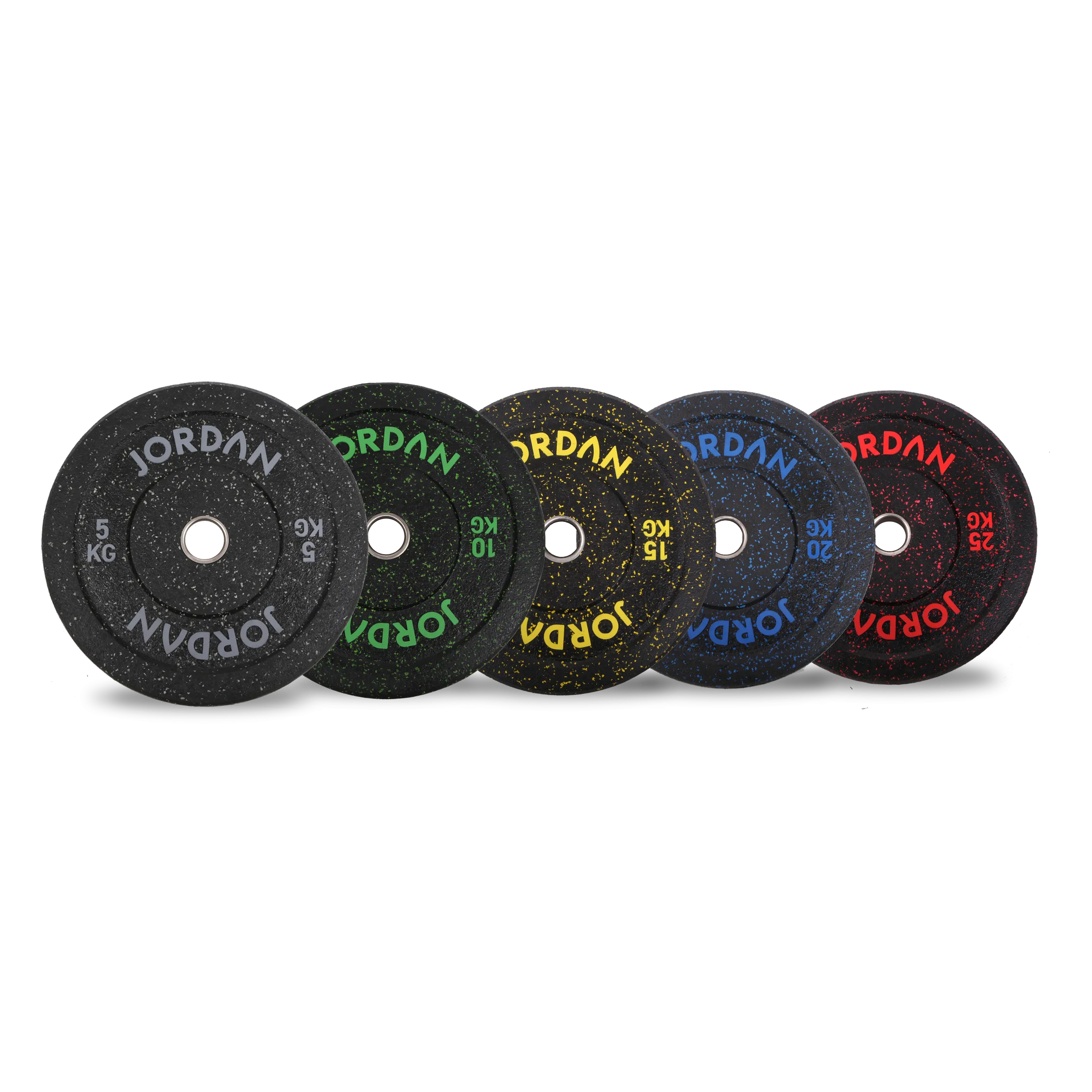 JORDAN HG Black Rubber Bumper Weight Plates - Coloured Fleck