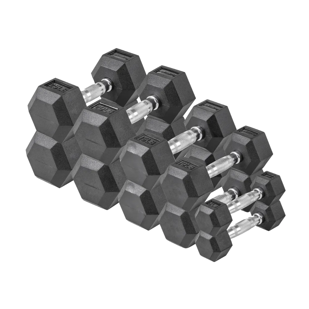 Lifeline Hex Rubber Dumbbell Fitness Training Weight Set