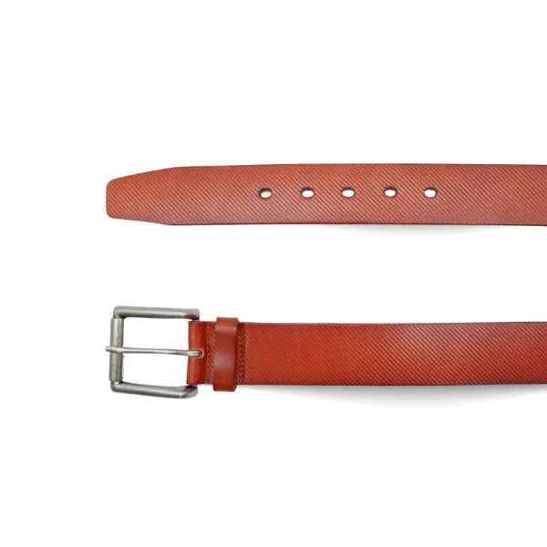 MARVERICK - Men's Tan Genuine Leather Belt with Silver Buckle