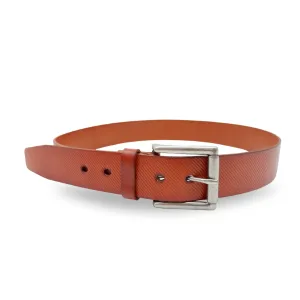 MARVERICK - Men's Tan Genuine Leather Belt with Silver Buckle