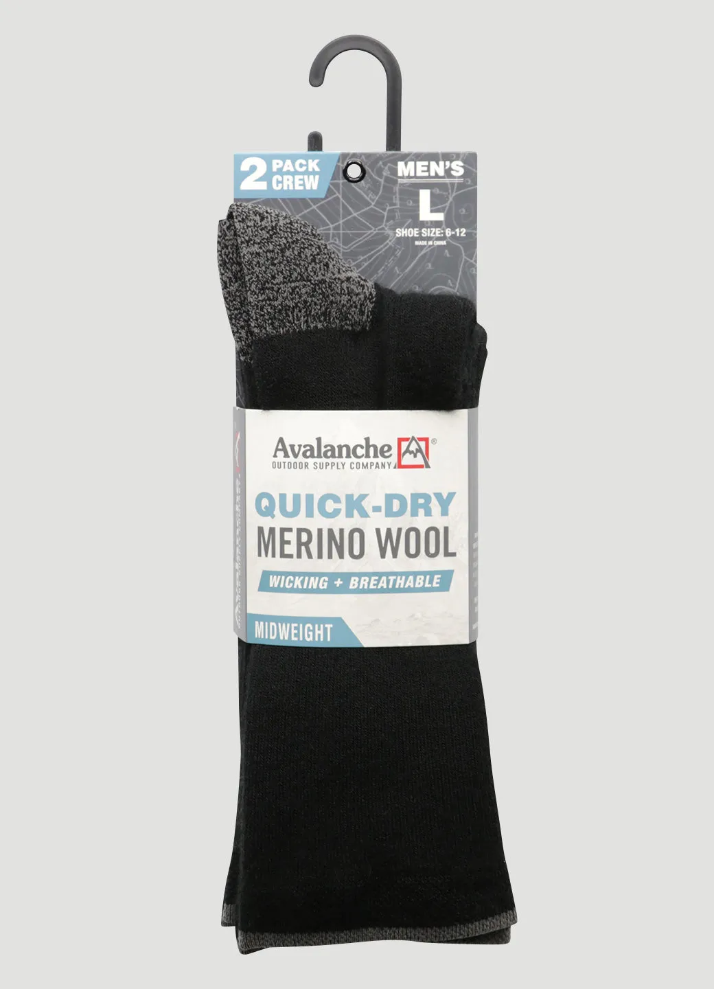 Men's Quick Dry Merino Crew Socks 2-Pack