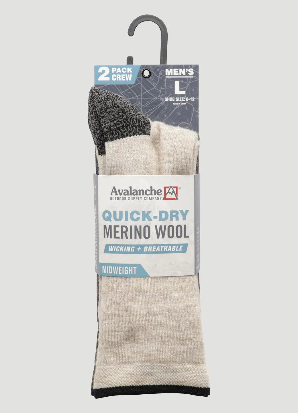 Men's Quick Dry Merino Crew Socks 2-Pack