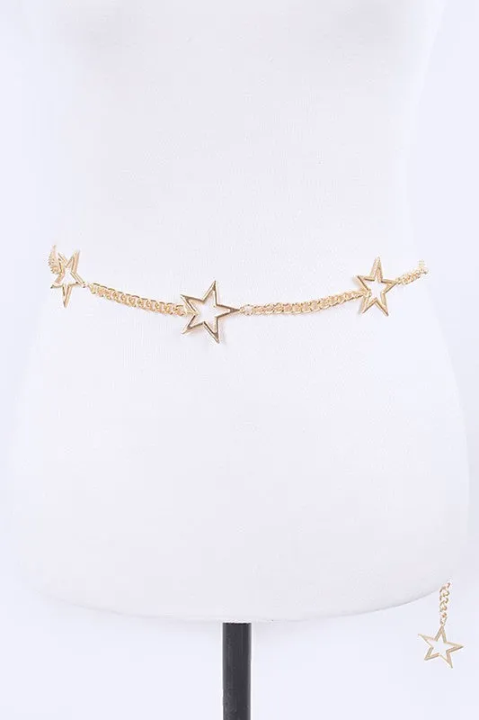 Metal Star Chain Belt in Gold