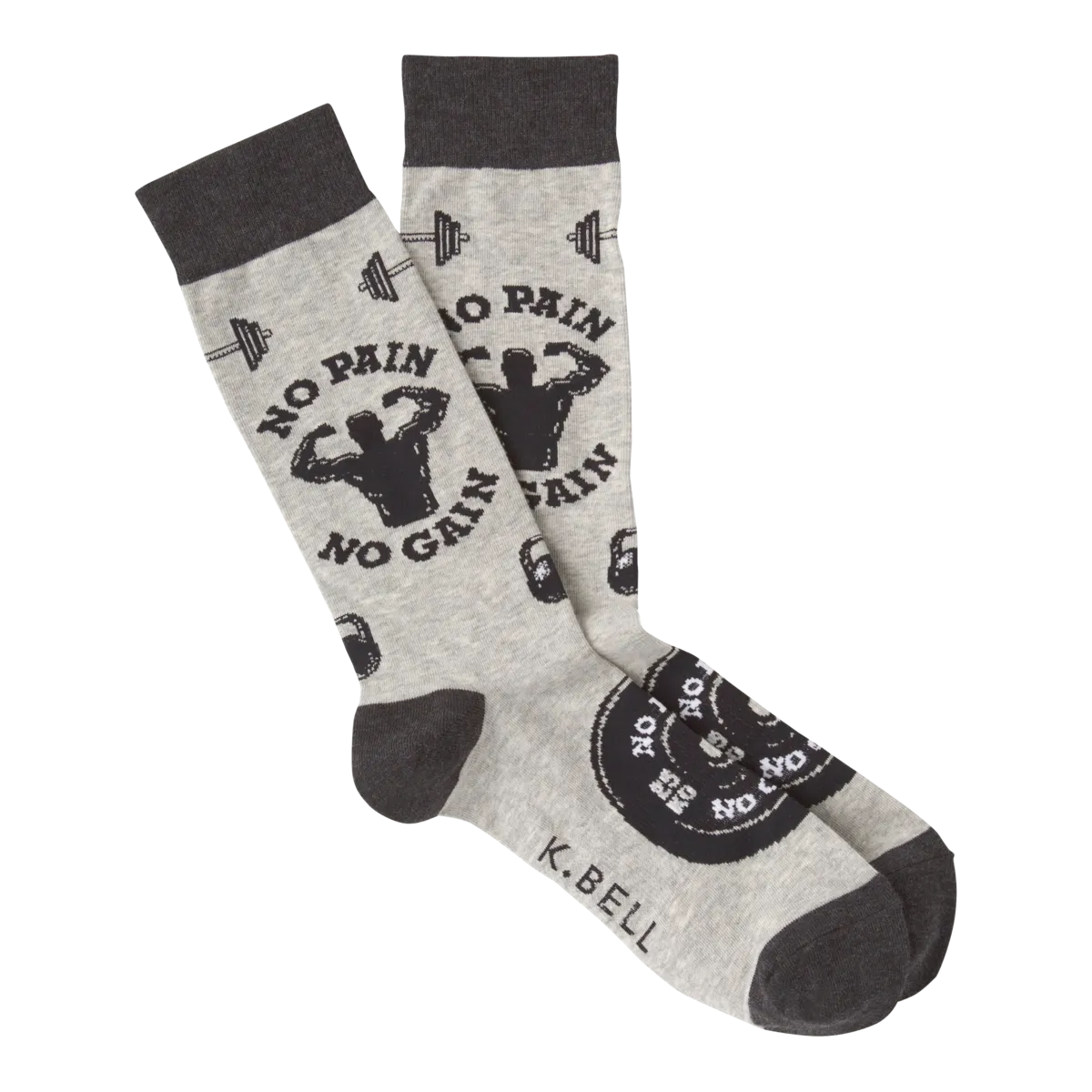 No Pain No Gain (Grey) Men's Crew Socks