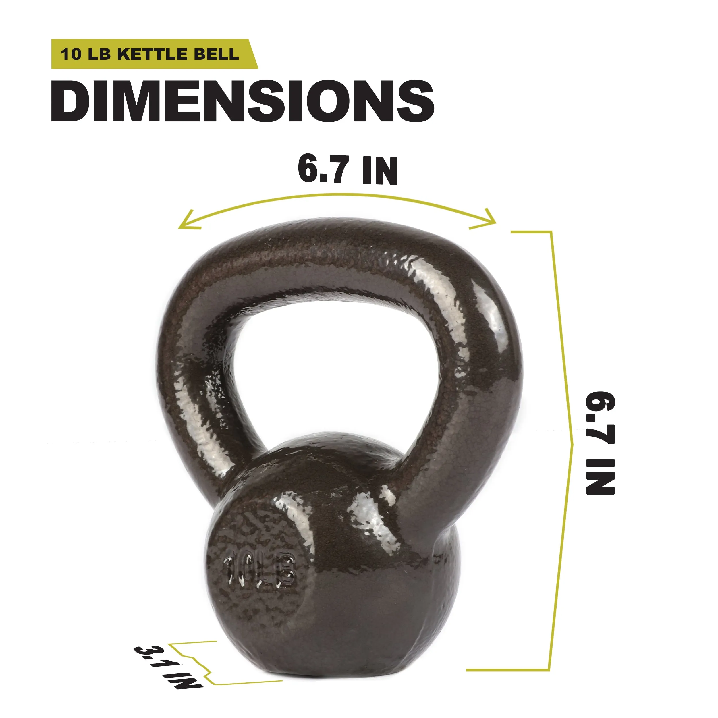 PRCTZ Solid Cast Iron Kettlebell, 10-50lb