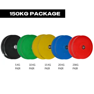 PREMIUM GRADE BODYWORX COLOUR BUMPER PLATES - 150KG PACKAGE