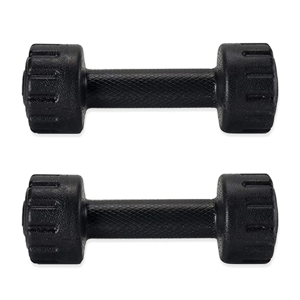 Reach PVC Dumbbell Set Weights| Pack of 2 For Strength Training Home Gym Fitness & Full Body Workout | Easy Grip & Anti- slip Dumbbell for Weight loss (2kg, Black)