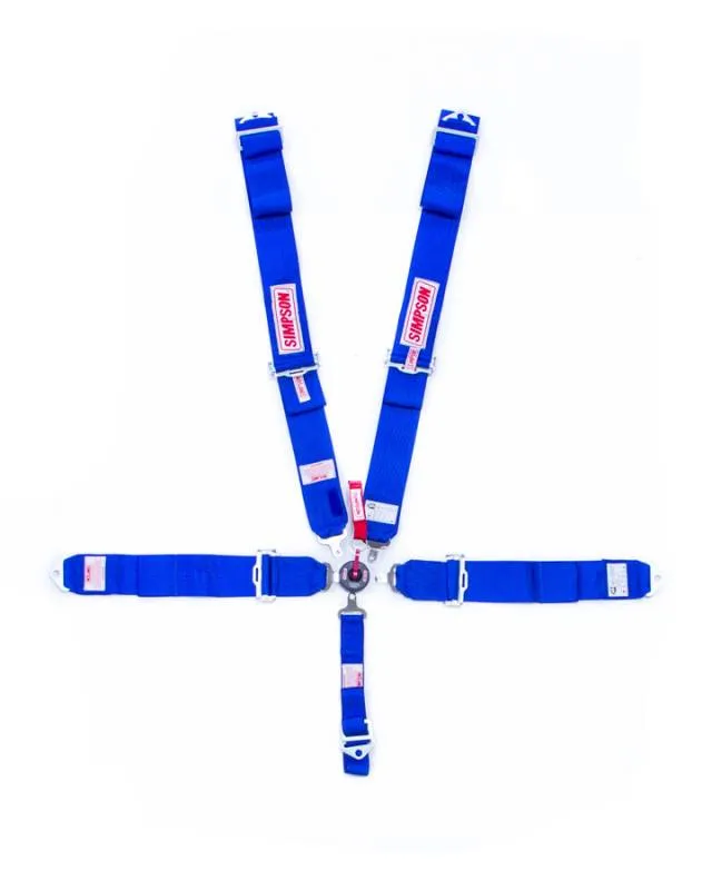 Simpson 5-Point Camlock Harness - 55" Bolt-In Seat Belt Pull Down - Individual Harness Bolt-In - Blue