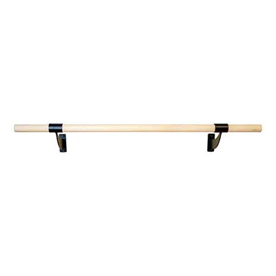 Single Bar Wall Mount Ballet Barre System, Wood, 4'