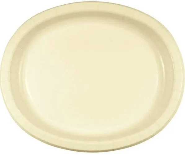 Vanilla Creme Oval Dinner Paper Plates | 8ct