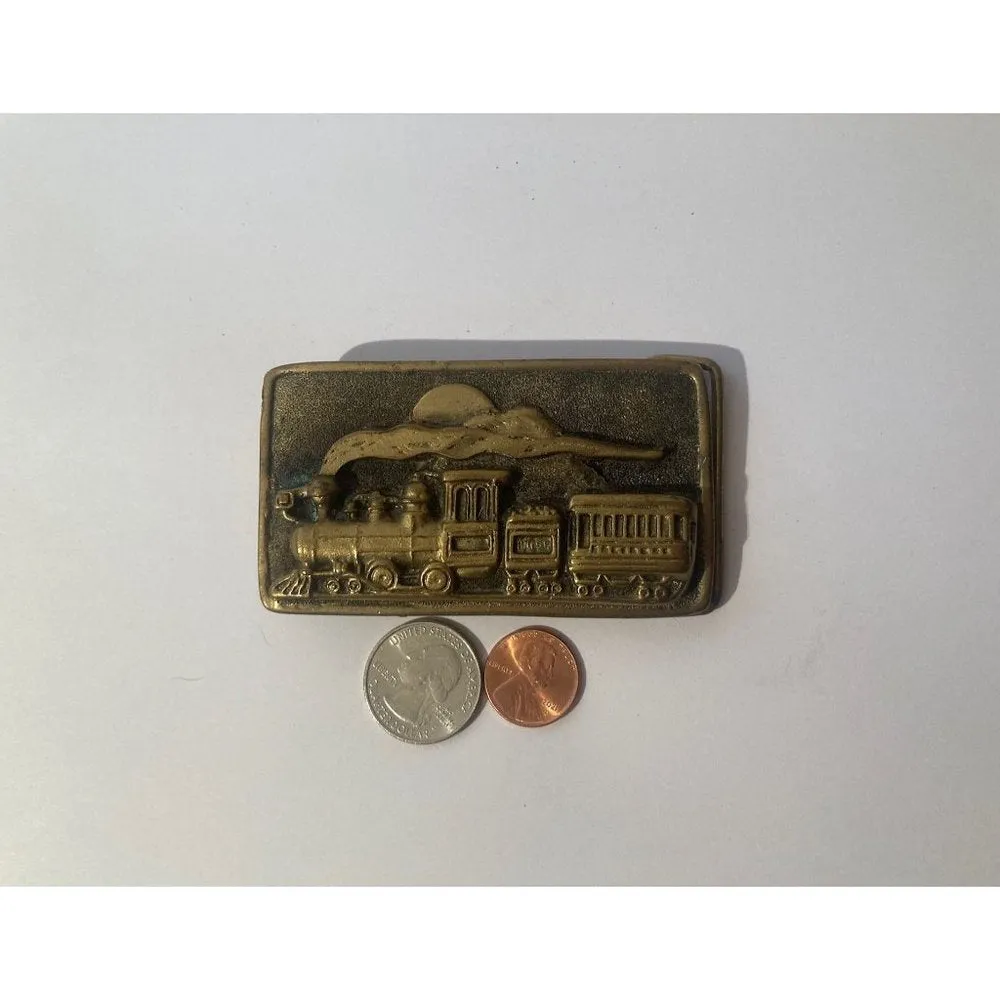 Vintage 1975 Belt Buckles, Train, Steam Engine, Adezy, Denver,