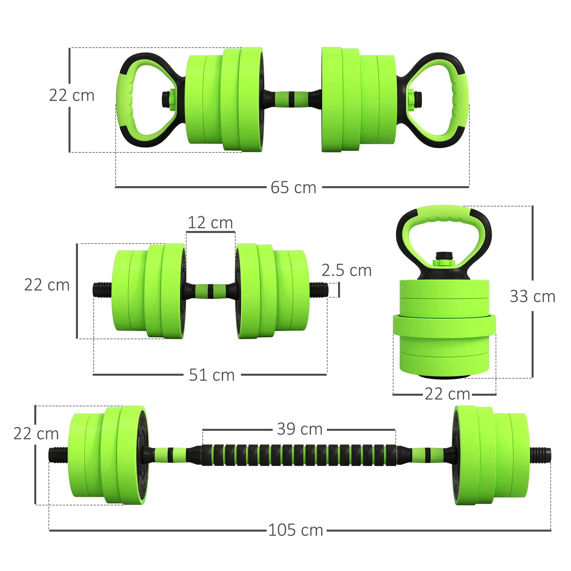 Weight Dumbbells Set, Barbell, Kettlebell, Push Up Stand, 30kg