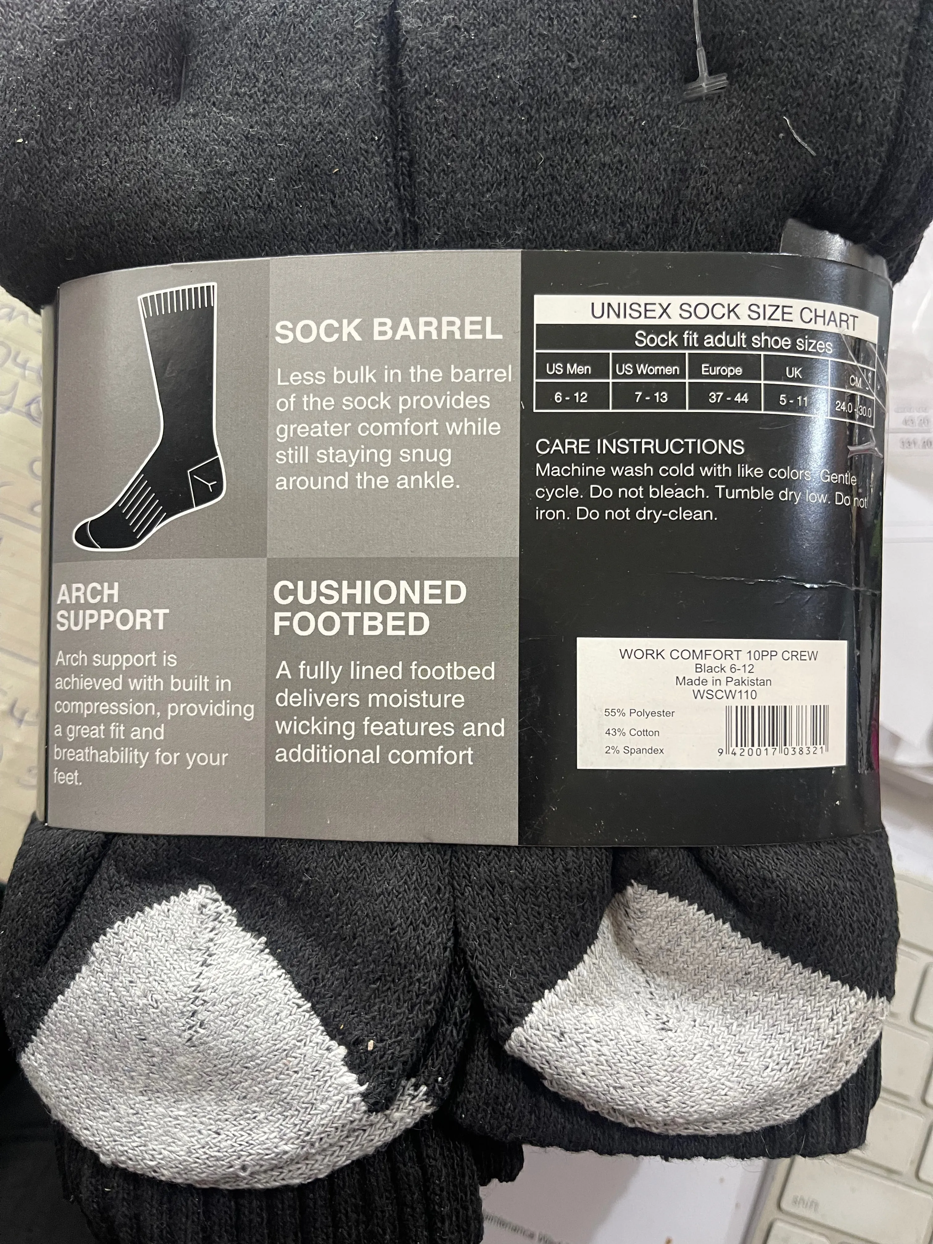 Work Comfort 10 pair pack of work socks size 6-12